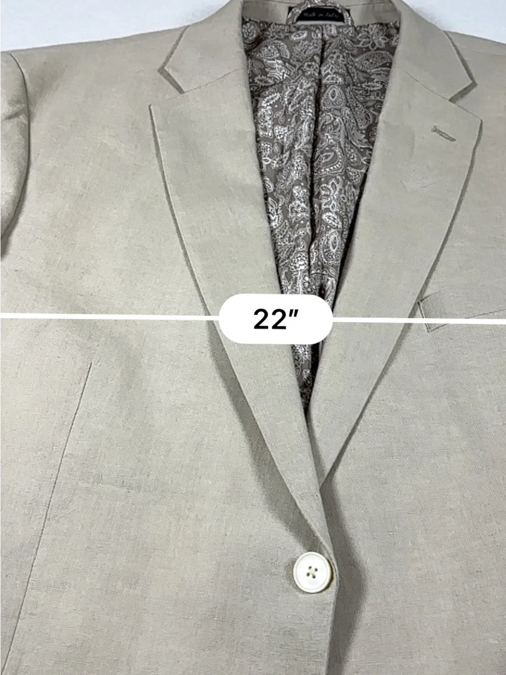Lauren Ralph Lauren Men’s Linen Blend Sport Coat Blazer Beige Paisley Lining